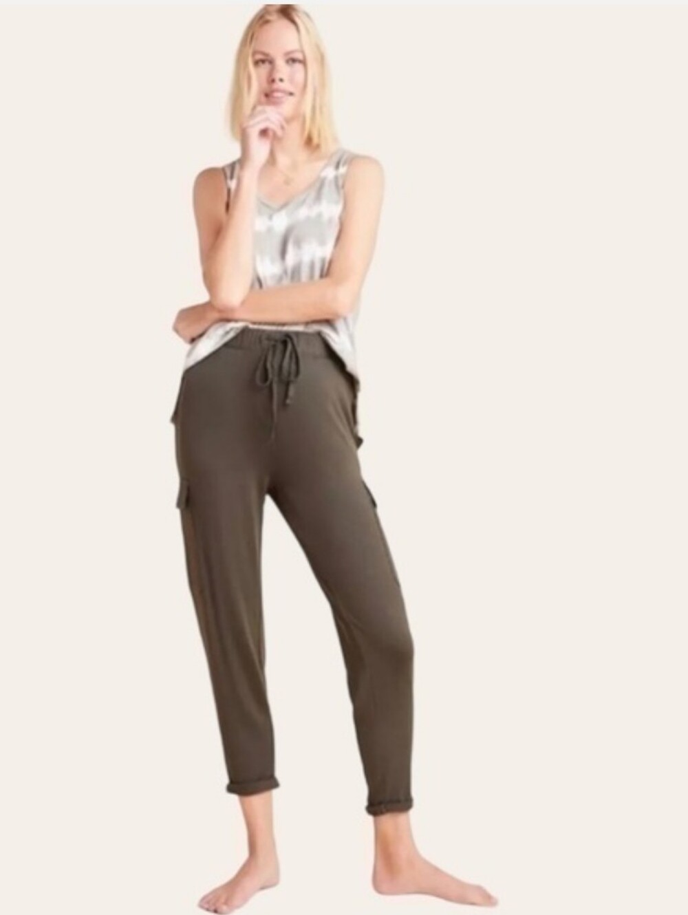 Anthropologie Saturday Sunday Hudson Cargo Joggers Olive Green Cropped Sz Medium